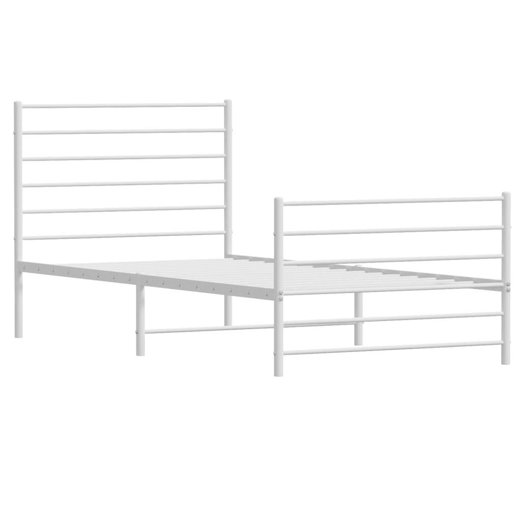 vidaXL Bedframe met hoofd- en voeteneinde metaal wit 80x200 cm afbeelding
