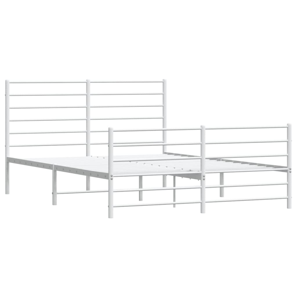vidaXL Bedframe met hoofd- en voeteneinde metaal wit 120 x 190 cm afbeelding