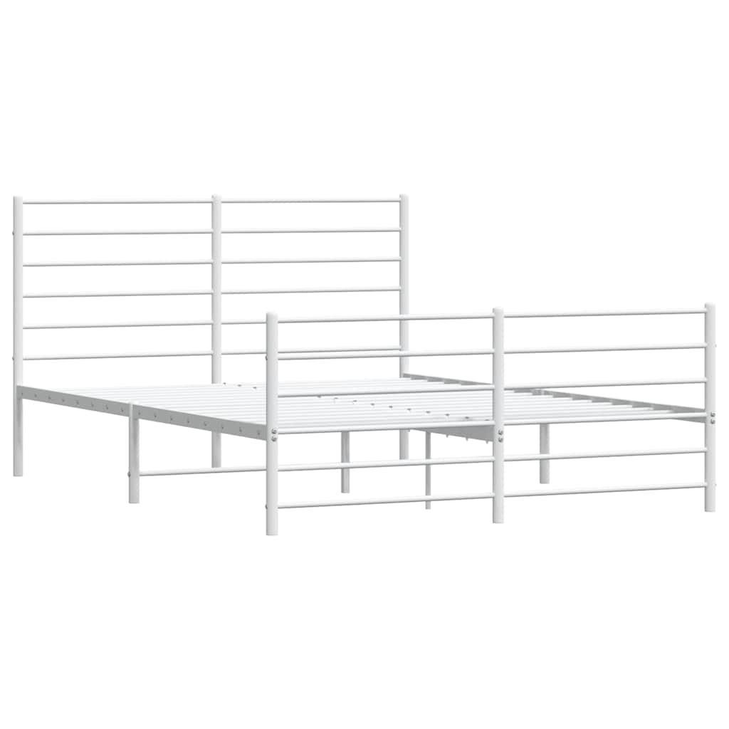 vidaXL Bedframe met hoofd- en voeteneinde metaal wit 120x200 cm, foto 4