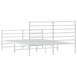 Kovový rám postele s hlavovým a nožním čelem bílý 150 x 200 cm - obrázek 8