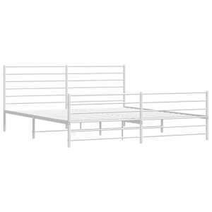 Kovový rám postele s hlavovým a nožním čelem bílý 180 x 200 cm - obrázek 3