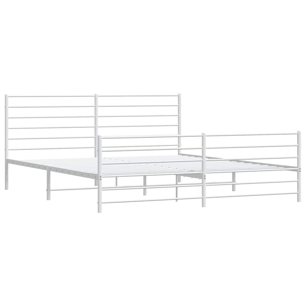 vidaXL Bedframe met hoofd- en voeteneinde metaal wit 193x203 cm, foto 4