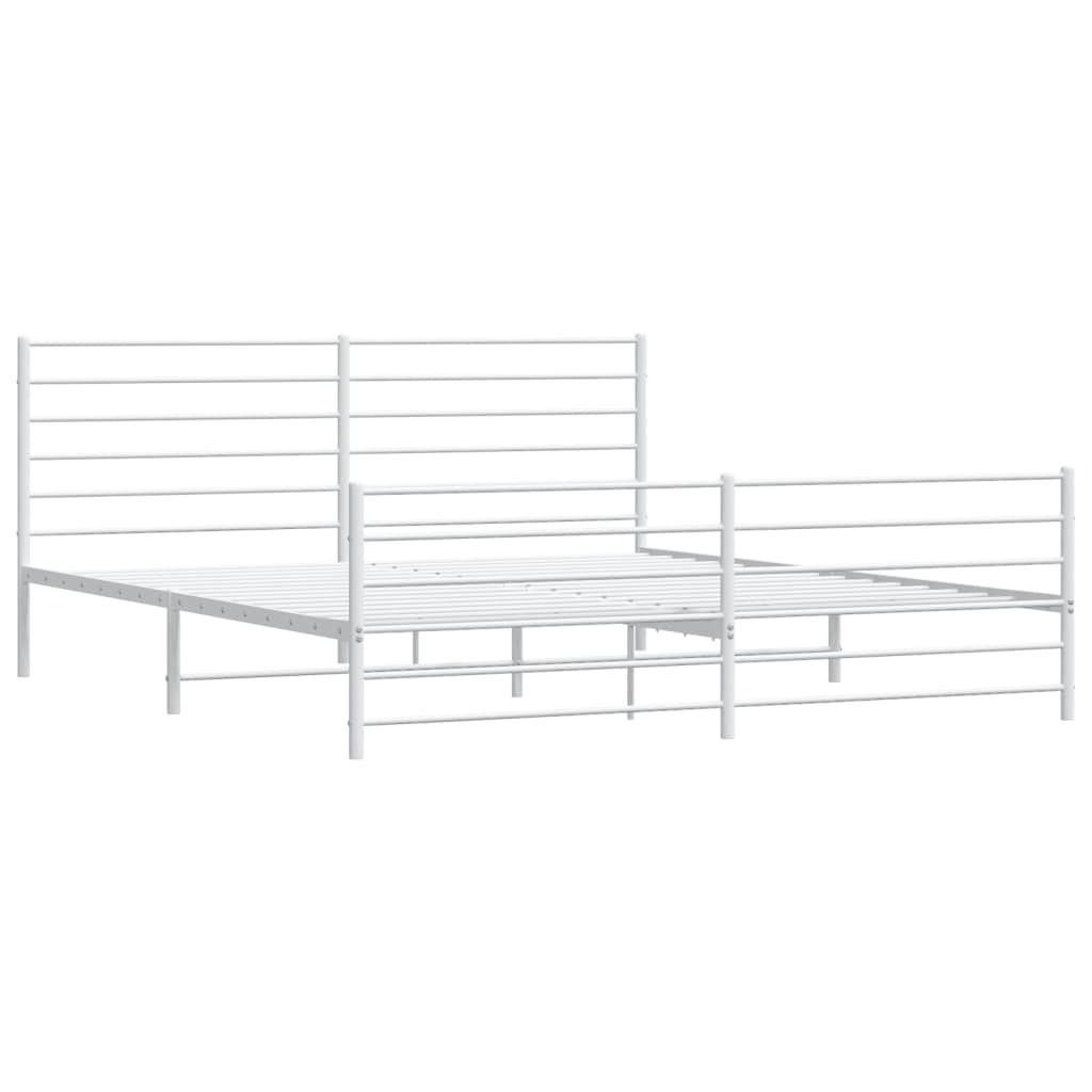 vidaXL Bedframe met hoofd- en voeteneinde metaal wit 200x200 cm afbeelding
