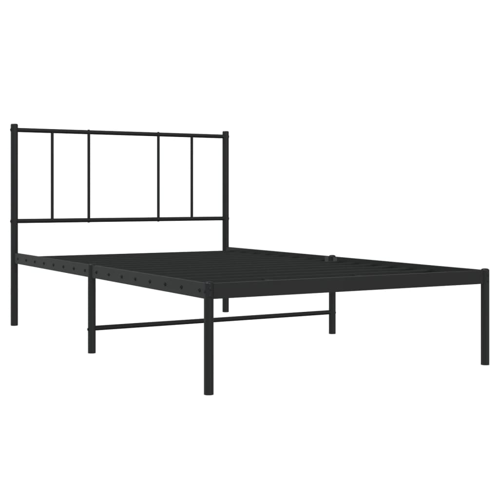 vidaXL Bedframe met hoofdbord metaal zwart 75x190 cm afbeelding