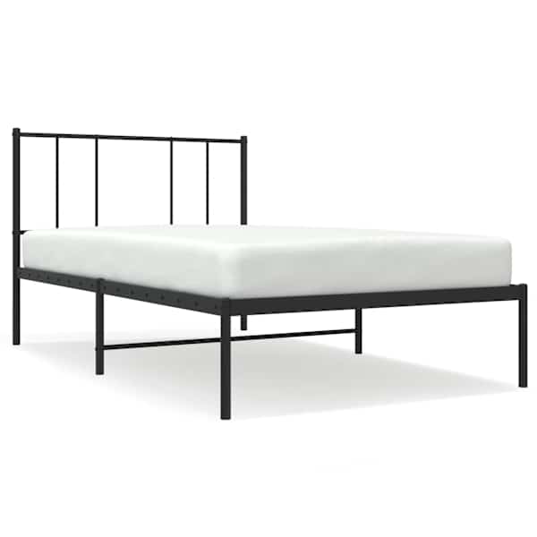 vidaXL metallist voodiraam peatsiga, must, 90 x 190 cm