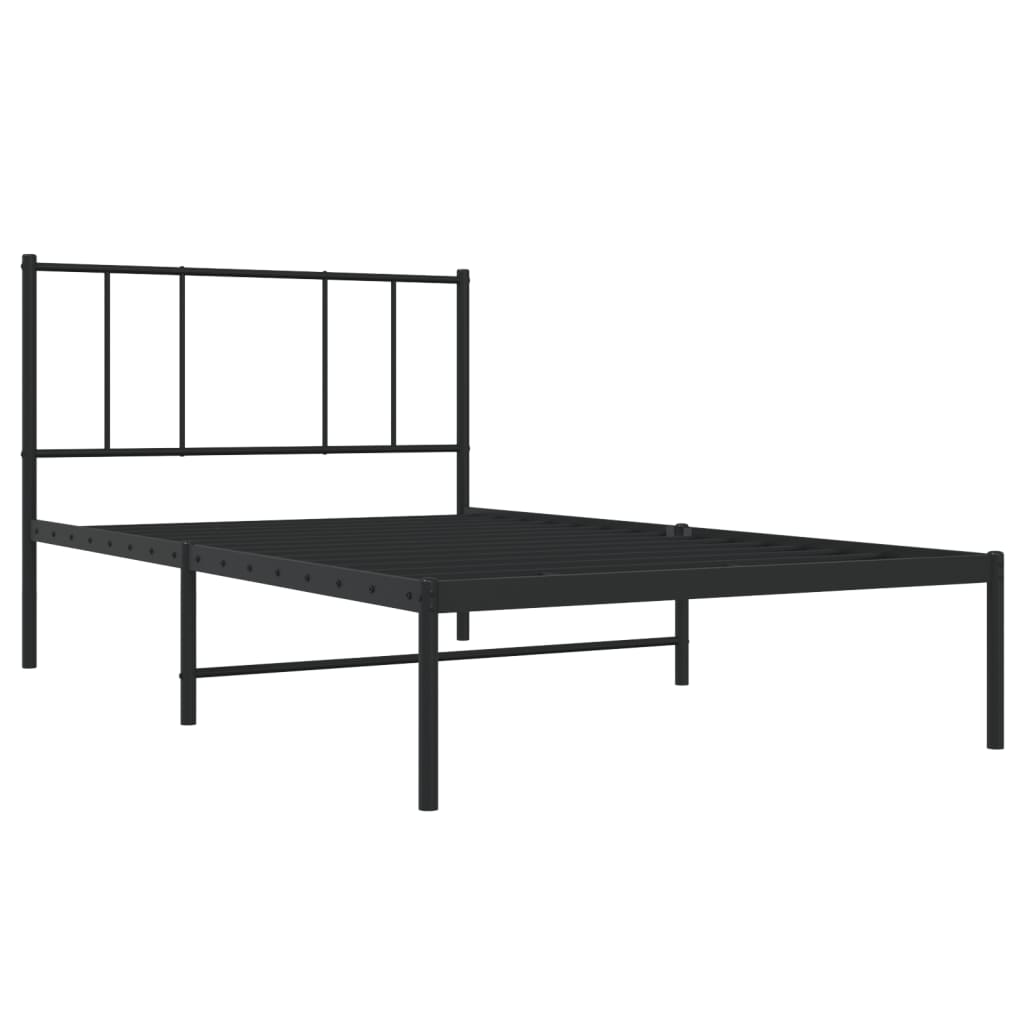 vidaXL Bedframe met hoofdbord metaal zwart 100x200 cm afbeelding