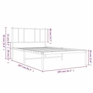 Kovový rám postele s čelem černý 100 x 200 cm - obrázek 10