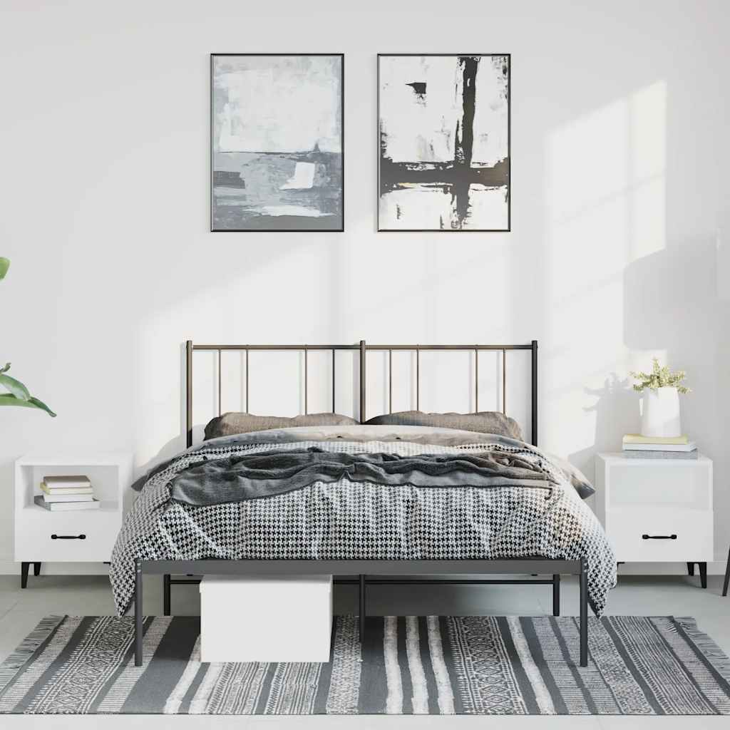 vidaXL Bedframe met hoofdbord metaal zwart 135x190 cm afbeelding