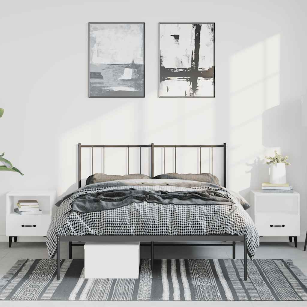 vidaXL Bedframe met hoofdbord metaal zwart 150x200 cm afbeelding