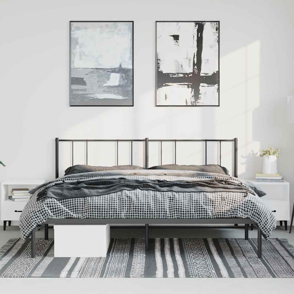 vidaXL Metallinen sängynrunko päädyllä musta 193x203 cm
