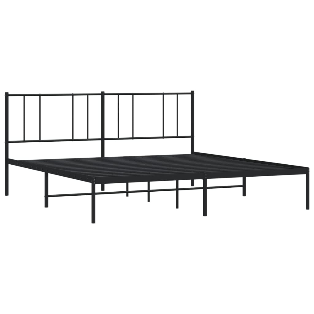 vidaXL Bedframe met hoofdbord metaal zwart 200x200 cm afbeelding