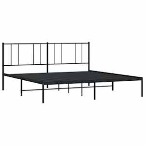 Kovový rám postele s čelem černý 200 x 200 cm - obrázek 3