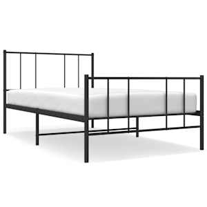 Kovový rám postele s hlavovým a nožním čelem černý 75 x 190 cm - obrázek 2