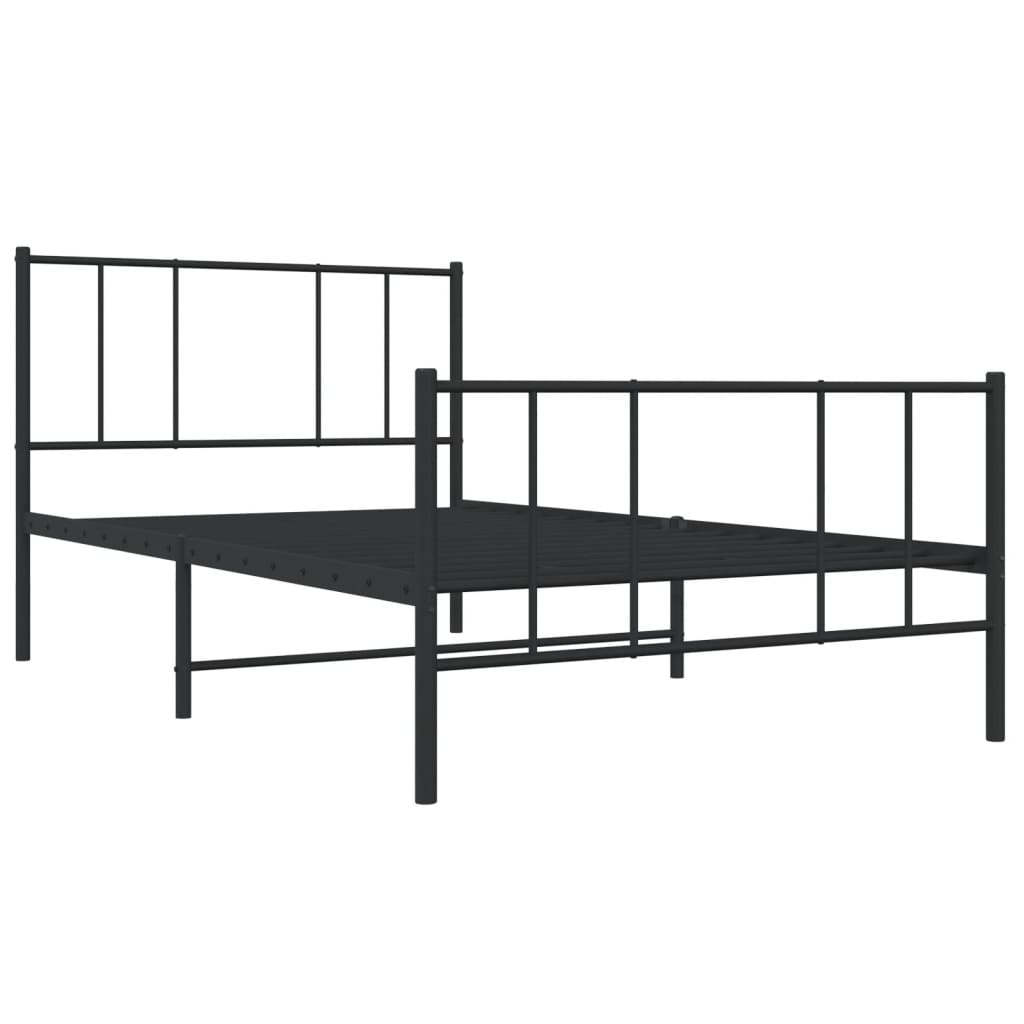 vidaXL Bedframe met hoofd- en voeteneinde metaal zwart 75x190 cm afbeelding