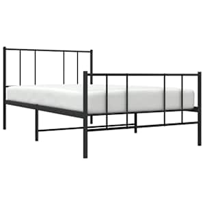 Kovový rám postele s hlavovým a nožním čelem černý 75 x 190 cm - obrázek 5