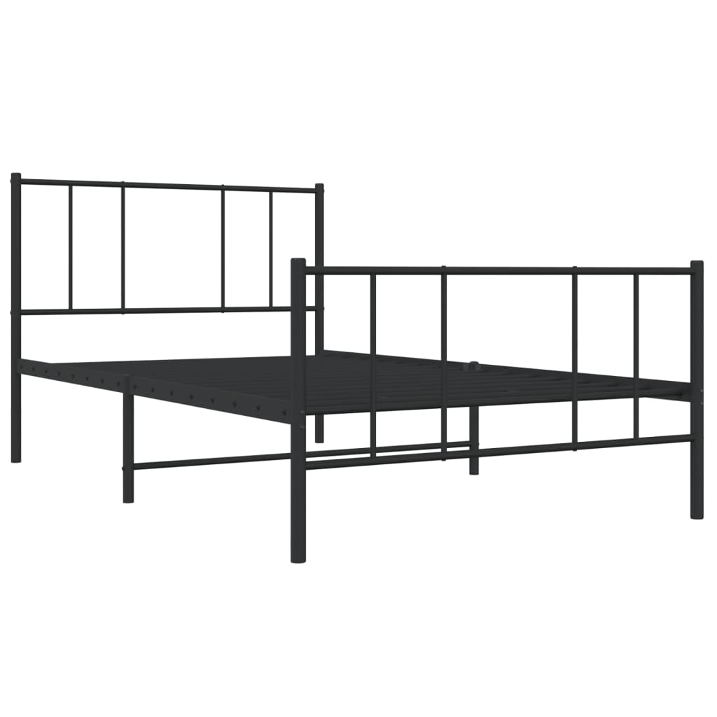 vidaXL Bedframe met hoofd- en voeteneinde metaal zwart 80x200 cm afbeelding