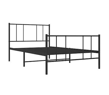 vidaXL R&uacute;mgrind &uacute;r M&aacute;lmi me&eth; H&ouml;fu&eth;gafli & F&oacute;tagafli Sv&ouml;rt 80x200 cm