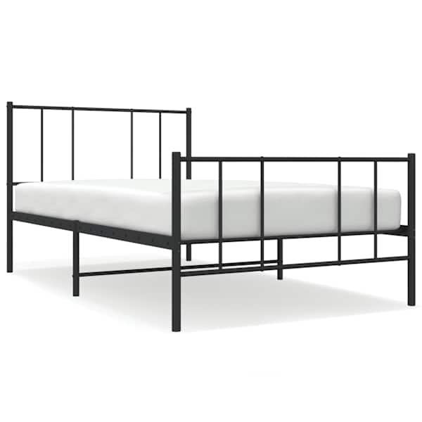 vidaXL metallist voodiraam peatsi ja jalutsiga, must, 107 x 203 cm