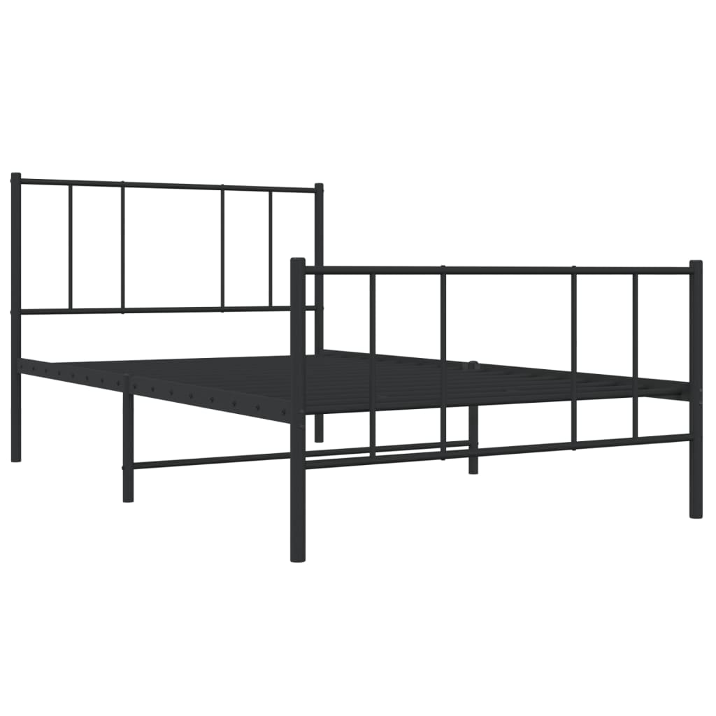 vidaXL Bedframe met hoofd- en voeteneinde metaal zwart 107x203 cm afbeelding