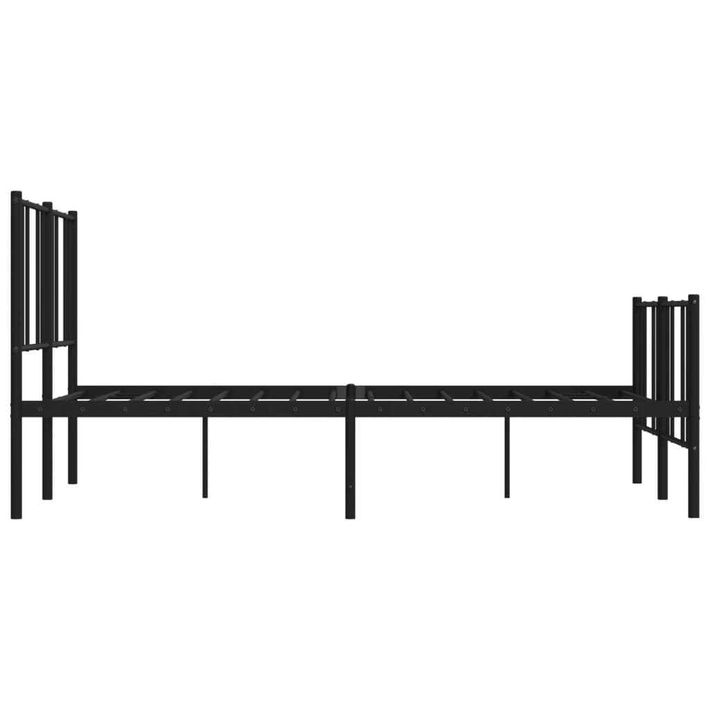 Cadru pat metalic cu tăblie de cap/picioare, negru, 135x190 cm