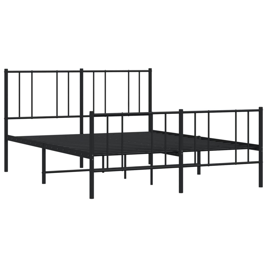 vidaXL Bedframe met hoofd- en voeteneinde metaal zwart 140x190 cm afbeelding