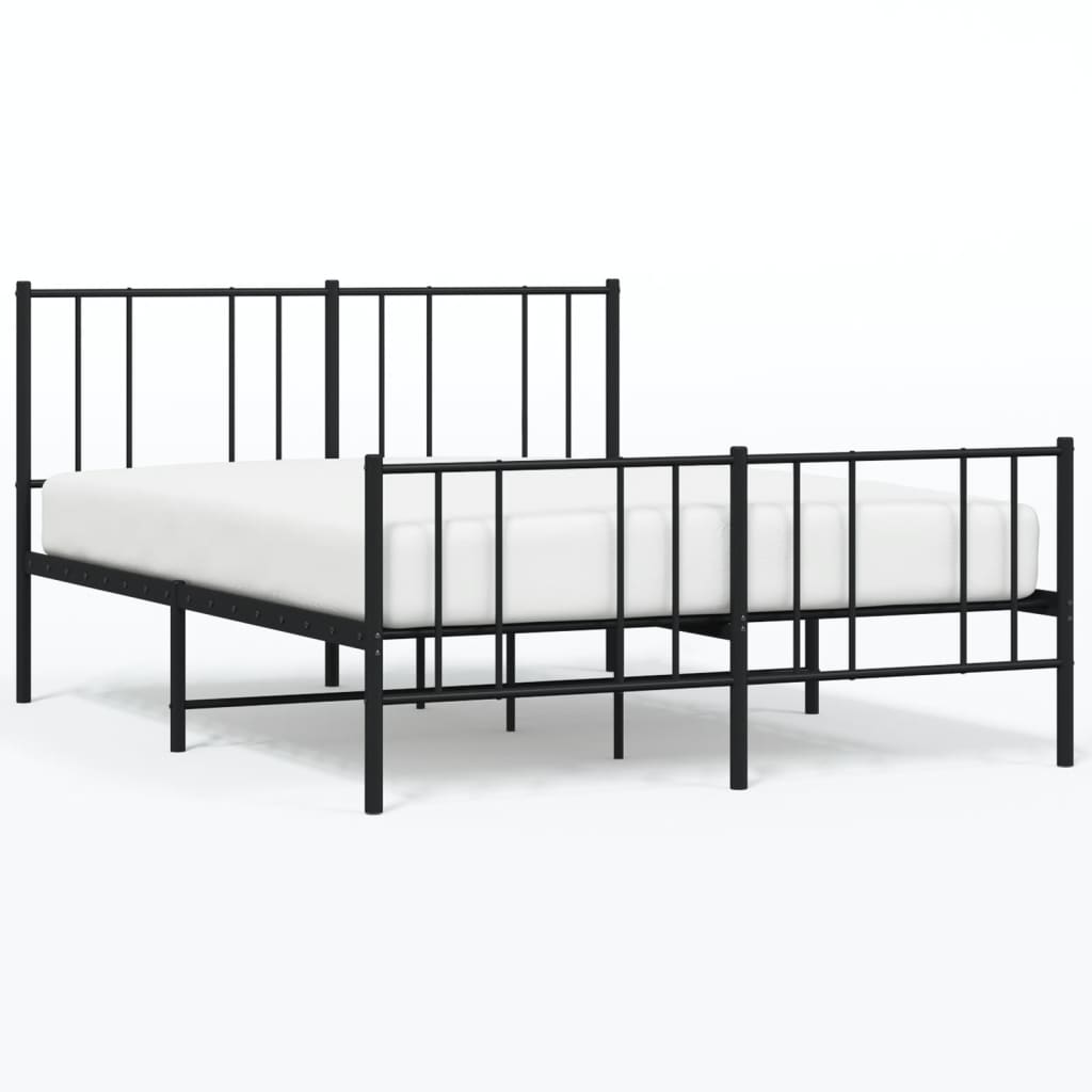 vidaXL Bedframe met hoofd- en voeteneinde metaal zwart 160x200 cm