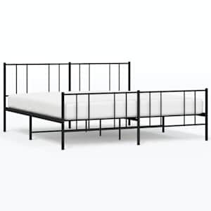 Kovový rám postele s hlavovým a nožním čelem černý 200 x 200 cm - obrázek 2