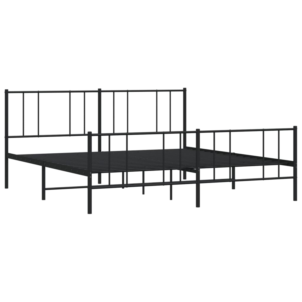 vidaXL Bedframe met hoofd- en voeteneinde metaal zwart 200x200 cm afbeelding