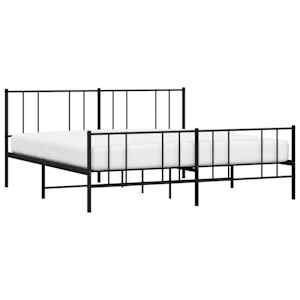 Kovový rám postele s hlavovým a nožním čelem černý 200 x 200 cm - obrázek 5