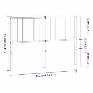 Kovové náhradní čelo postele černé 150 cm - obrázek 8