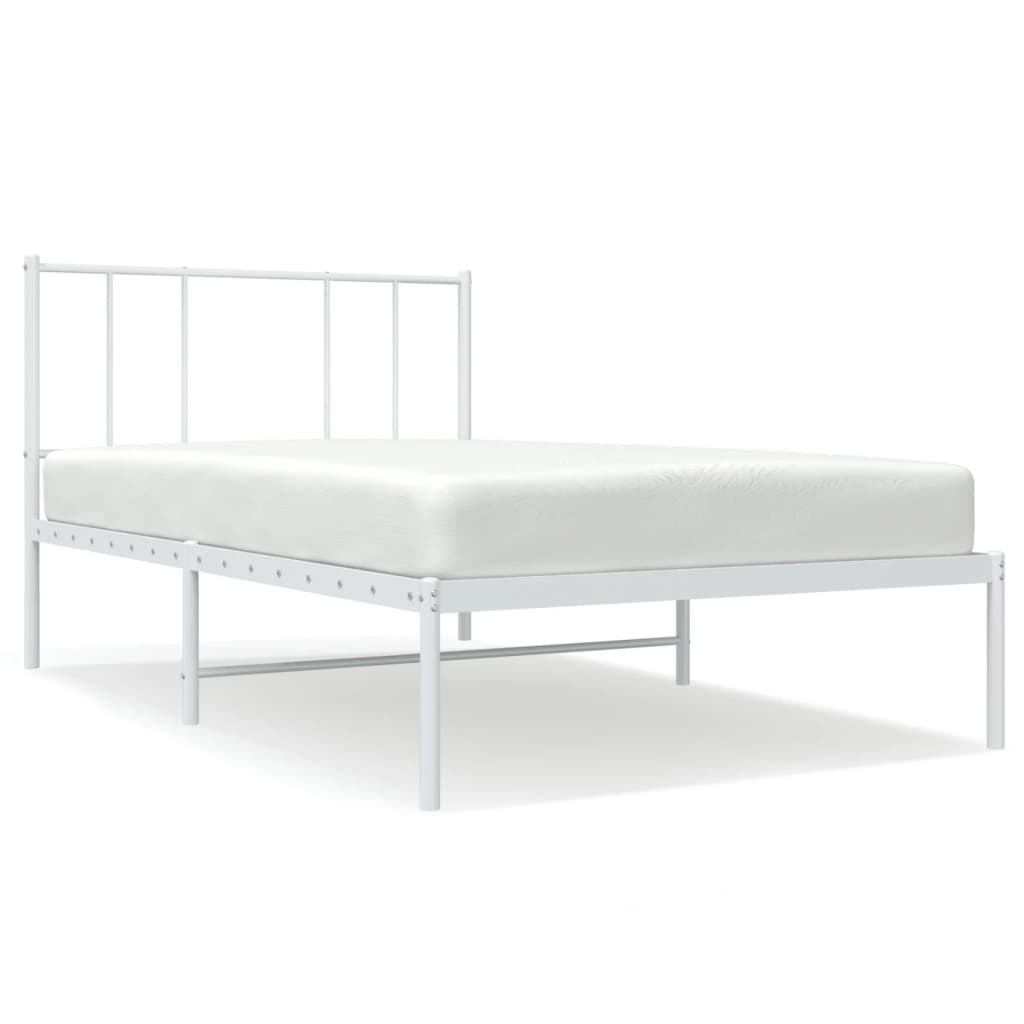 vidaXL Kovový rám postele s čelem bílý 80 x 200 cm