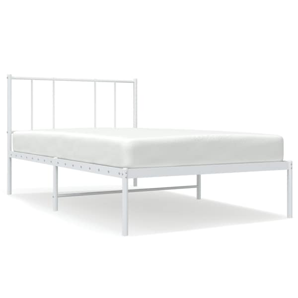 vidaXL metallist voodiraam peatsiga, valge, 107x203 cm