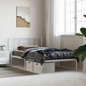 Kovový rám postele s čelem bílý 107 x 203 cm - obrázek 4