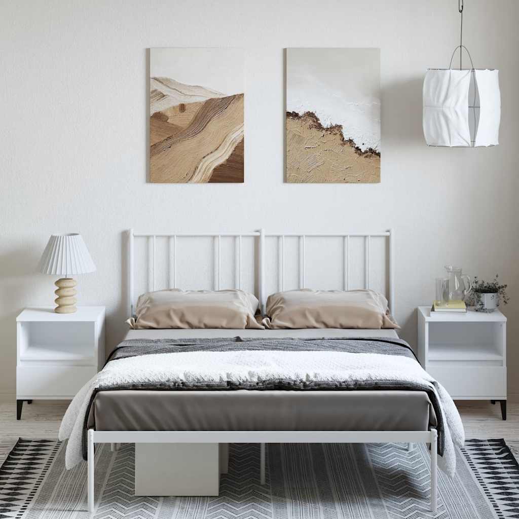 vidaXL Bedframe met hoofdbord metaal wit 135x190 cm afbeelding