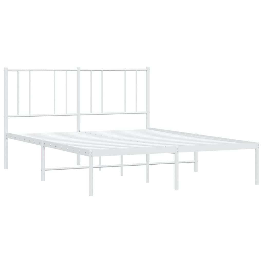 vidaXL Bedframe met hoofdbord metaal wit 140x200 cm afbeelding