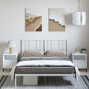Kovový rám postele s čelem bílý 150 x 200 cm - obrázek 3
