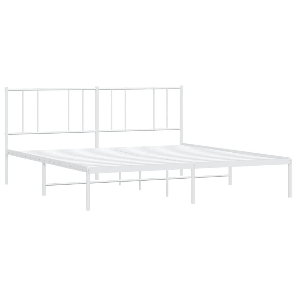 vidaXL Bedframe met hoofdbord metaal wit 180x200 cm afbeelding