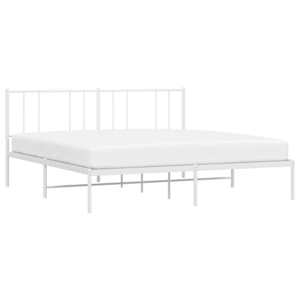 Kovový rám postele s čelem bílý 200 x 200 cm - obrázek 5