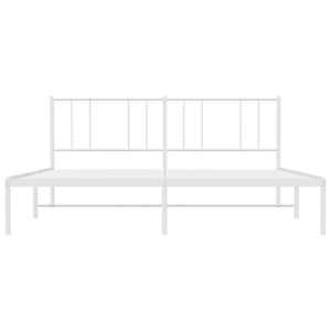 Kovový rám postele s čelem bílý 200 x 200 cm - obrázek 6
