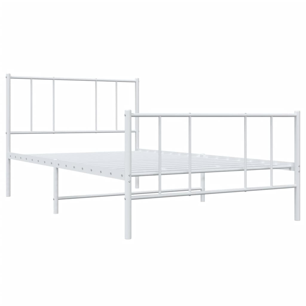 vidaXL Bedframe met hoofd- en voeteneinde metaal wit 75x190 cm afbeelding