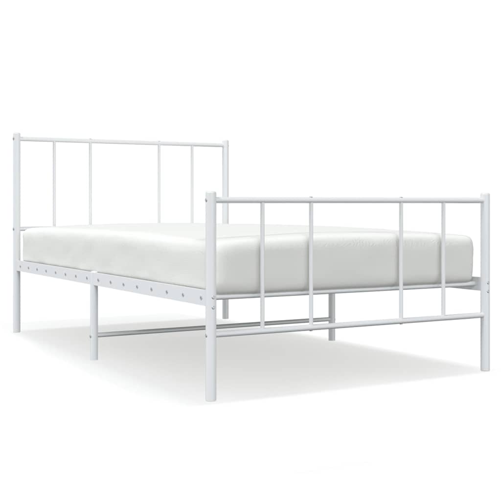 VidaXL Bedframe Met Hoofd- En Voeteneinde Metaal Wit 90x190 Cm