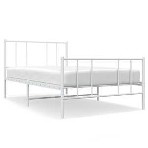 Kovový rám postele s hlavovým a nožním čelem bílý 90 x 200 cm - obrázek 2
