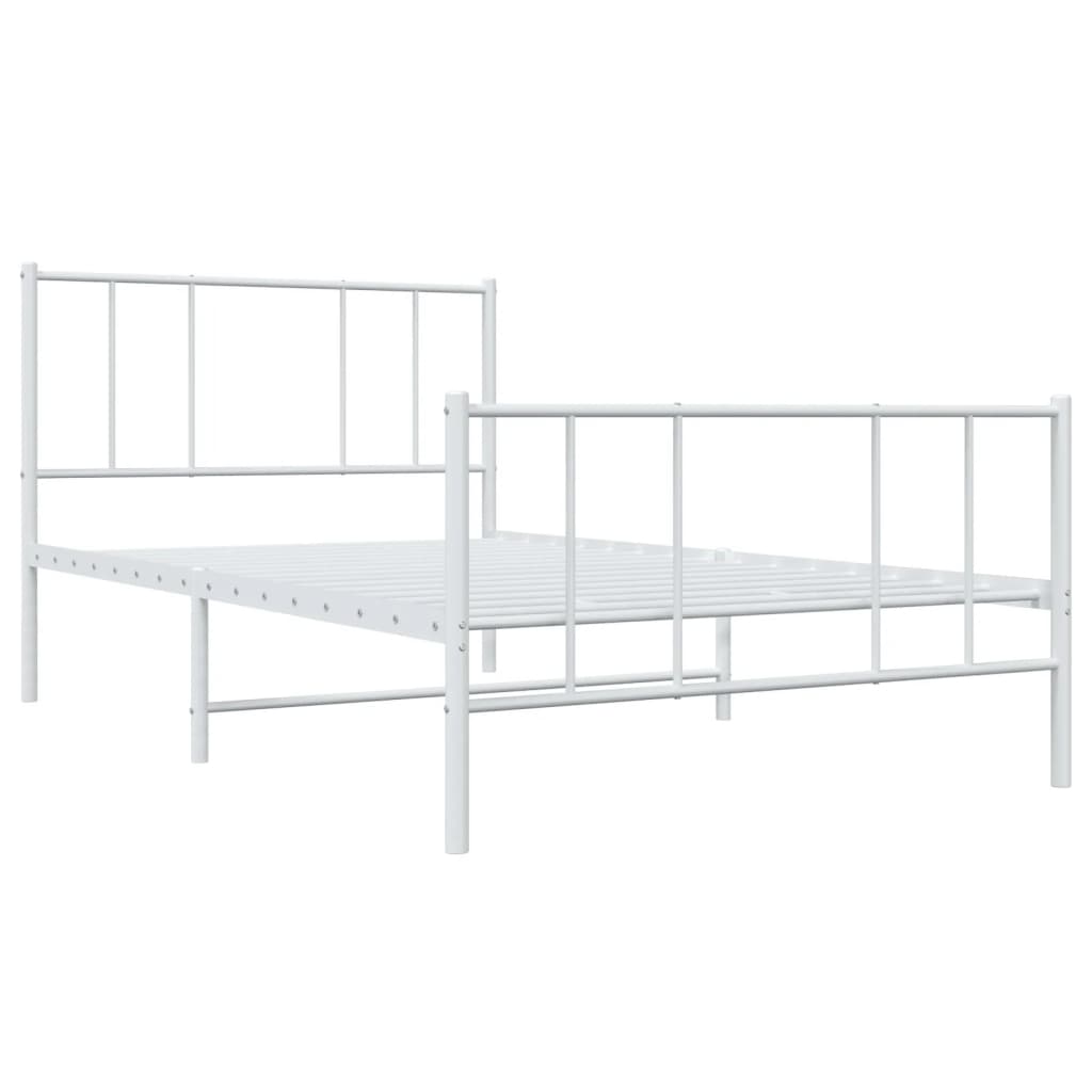 vidaXL Bedframe met hoofd- en voeteneinde metaal wit 90x200 cm afbeelding