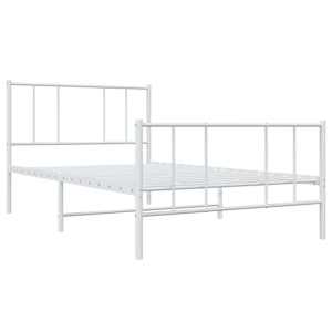 Kovový rám postele s hlavovým a nožním čelem bílý 90 x 200 cm - obrázek 3