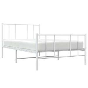 Kovový rám postele s hlavovým a nožním čelem bílý 90 x 200 cm - obrázek 5