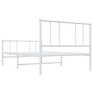 Kovový rám postele s hlavovým a nožním čelem bílý 90 x 200 cm - obrázek 8
