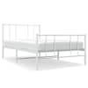 vidaXL metallist voodiraam peatsi ja jalutsiga, valge, 100x190 cm