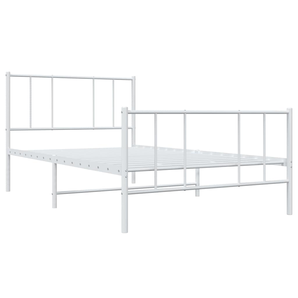 vidaXL Bedframe met hoofd- en voeteneinde metaal wit 100x190 cm, foto 4
