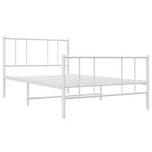 Kovový rám postele s hlavovým a nožním čelem bílý 107 x 203 cm - obrázek 3