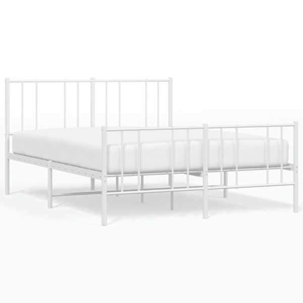 vidaXL metallist voodiraam peatsi ja jalutsiga, valge, 120 x 190 cm